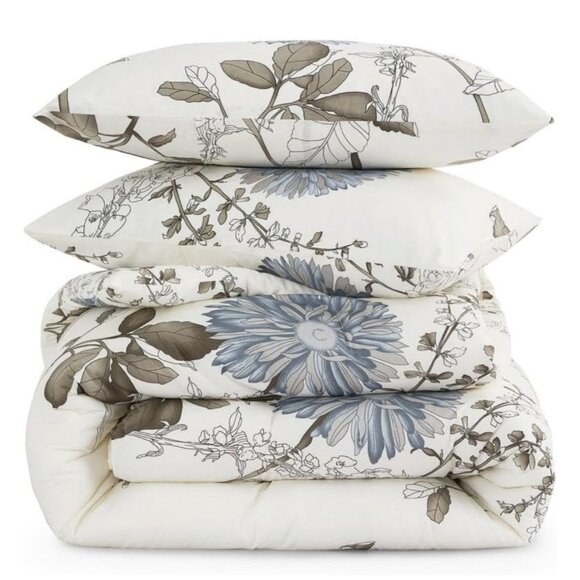 Wake In Cloud - Floral Comforter Set, 100% Cotton Fabric, Vintage Flower Shabby - Picture 2 of 3